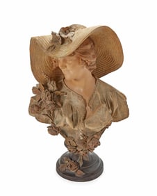 An Art Nouveau-style terracotta bust