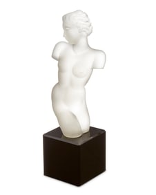 Eleon von Rommel (1894-1974), A Jugendstil glass sculpture of a nude torso, circa 1934; Czech