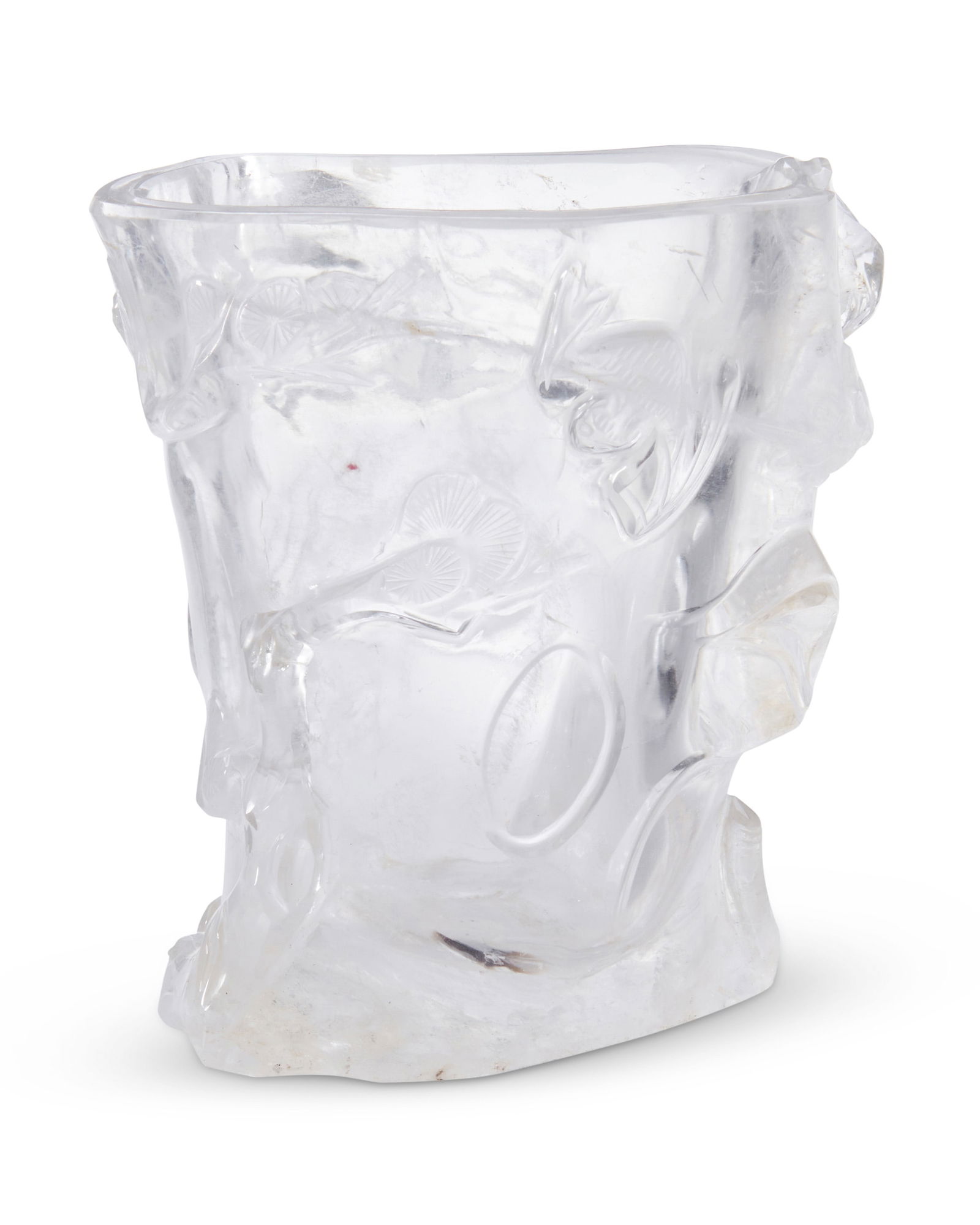 A Chinese carved rock crystal brush pot (1 of 3)