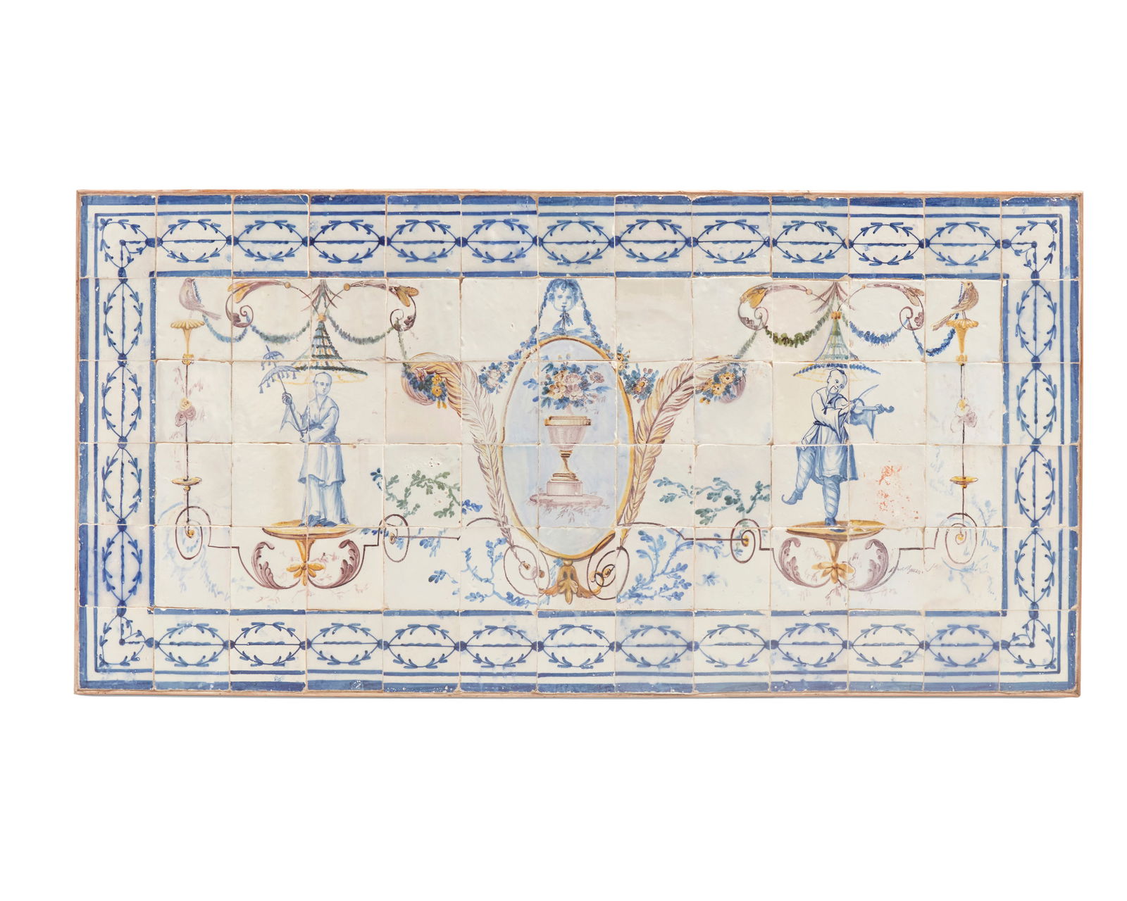 A Continental neoclassical-style framed maiolica tile panel (1 of 7)