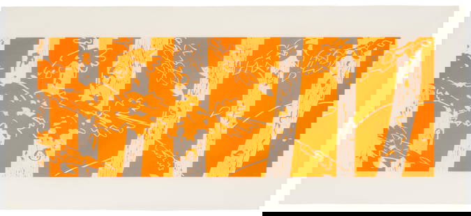 Alex Katz (b. 1927), "Oak," 1996: Alex Katz (b. 1927) "Oak," 1996 Linocut in orange on wove paper Edition: 17/25 Signed and numbered in pencil in the lower margin, at left: Alex Katz; John C. Erickson, New York, prntr.;