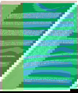 Corita (Sister Mary) Kent (1918-1986), "One Must Not Cut Oneself Off from the World," 1967: Corita (Sister Mary) Kent (1918-1986) "One Must Not Cut Oneself Off from the World," 1967 Screenprint in colors on paper Signed faintly in blue pen on the lower edge, at right: Corita Image/Sheet: