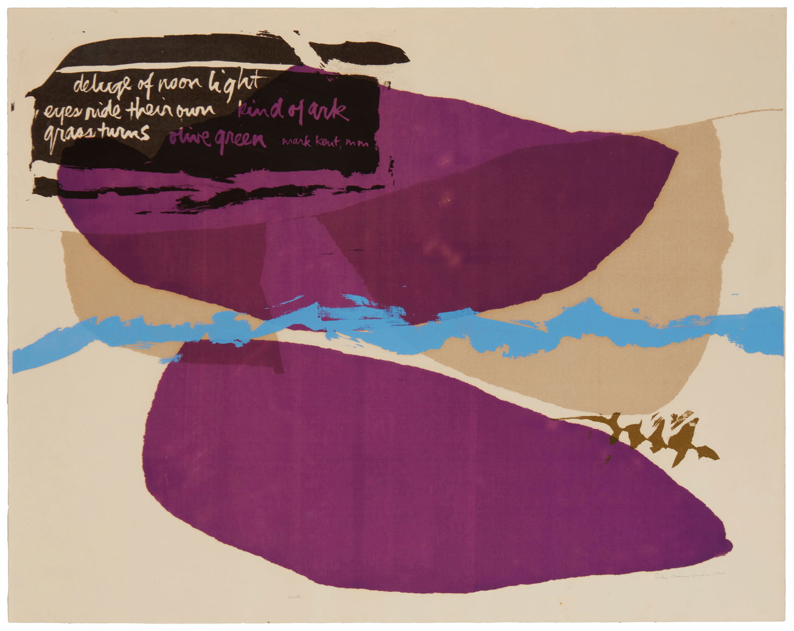 Corita (Sister Mary) Kent (1918-1986), "Ark," 1962: Corita (Sister Mary) Kent(1918-1986)"Ark," 1962Screenprint in colors on paperFrom the edition of unknown sizeSigned and titled in ink at the lower edge: Sister Mary Corita KentSight: 23.5" H x 29.5" W