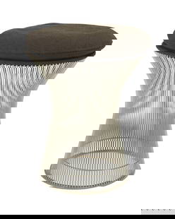 Warren Platner (1919-2006), A stool for Knoll, 1980: Warren Platner (1919-2006) A stool for Knoll, 1980 Designed 1966 With dated Knoll tags to cushion underside The flared steel wire base surmounted by a circular brown upholstered seat cushion 21"