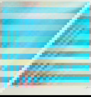 Yaacov Agam (b. 1928), "Double Rainbow": Yaacov Agam (b. 1928) "Double Rainbow" Agamograph in colors on acrylic Edition: 31/99 Signed and numbered in ink at the lower margin: Agam; numbered again and titled in ink, verso Image: