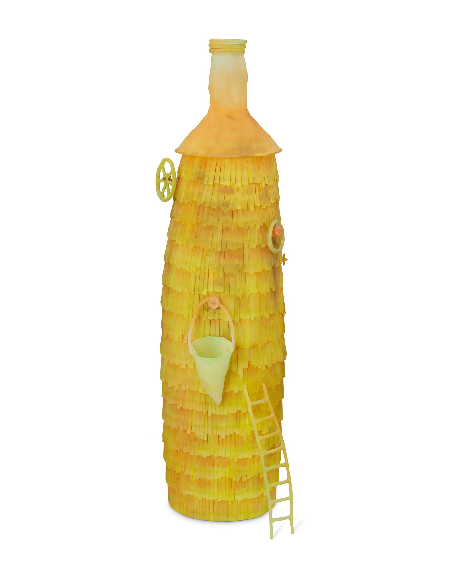 Jay Musler (b. 1949), "Recognizable Human": Jay Musler(b. 1949)"Recognizable Human"Blown and hot molded glass, oil paintUnmarkedCentral form: 23.5" H x 6.5" Dia. approx.