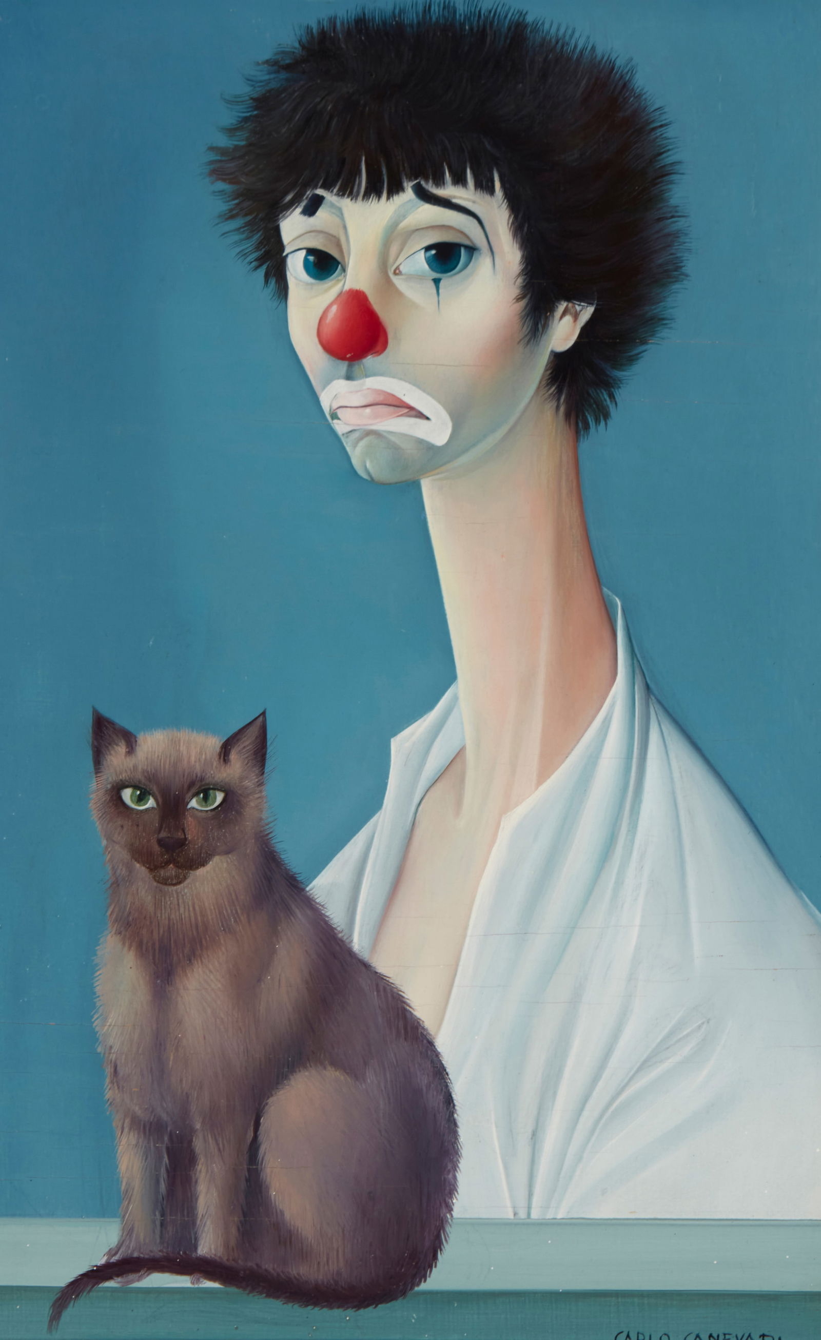 Carlo Canevari (1922-1996), Clown with cat (1 of 6)