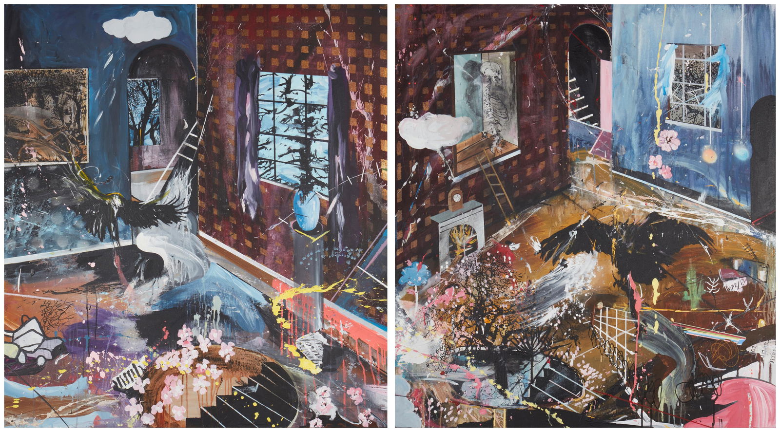 Dan Baldwin (b. 1972), "Cherry Blossom I," and "Cherry Blossom II" (dipytch), 2015 (1 of 13)