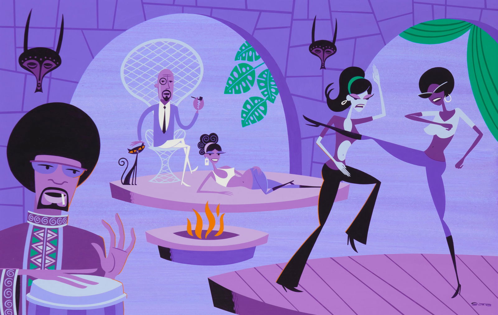 Josh Agle (aka SHAG) (b. 1962), "Into His Dark Heart," 2003 (1 of 6)