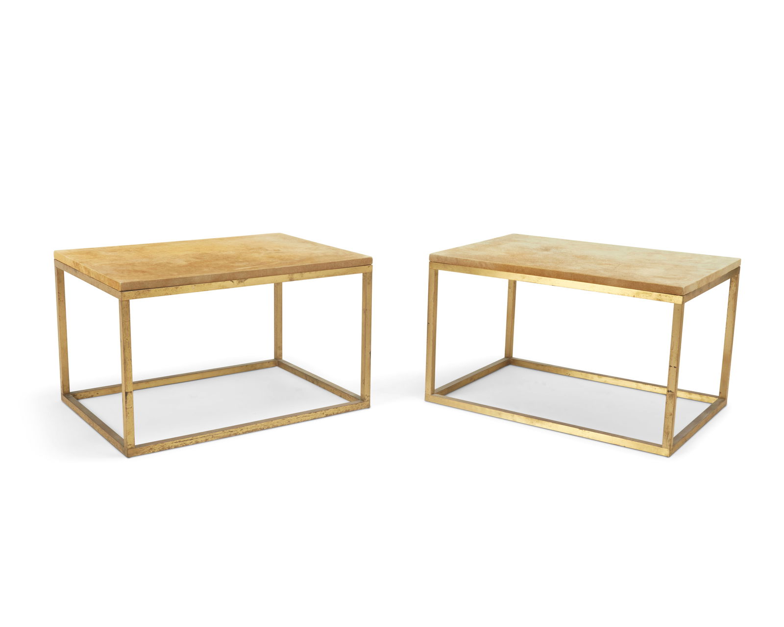 A pair of Modern suede top side tables (1 of 7)
