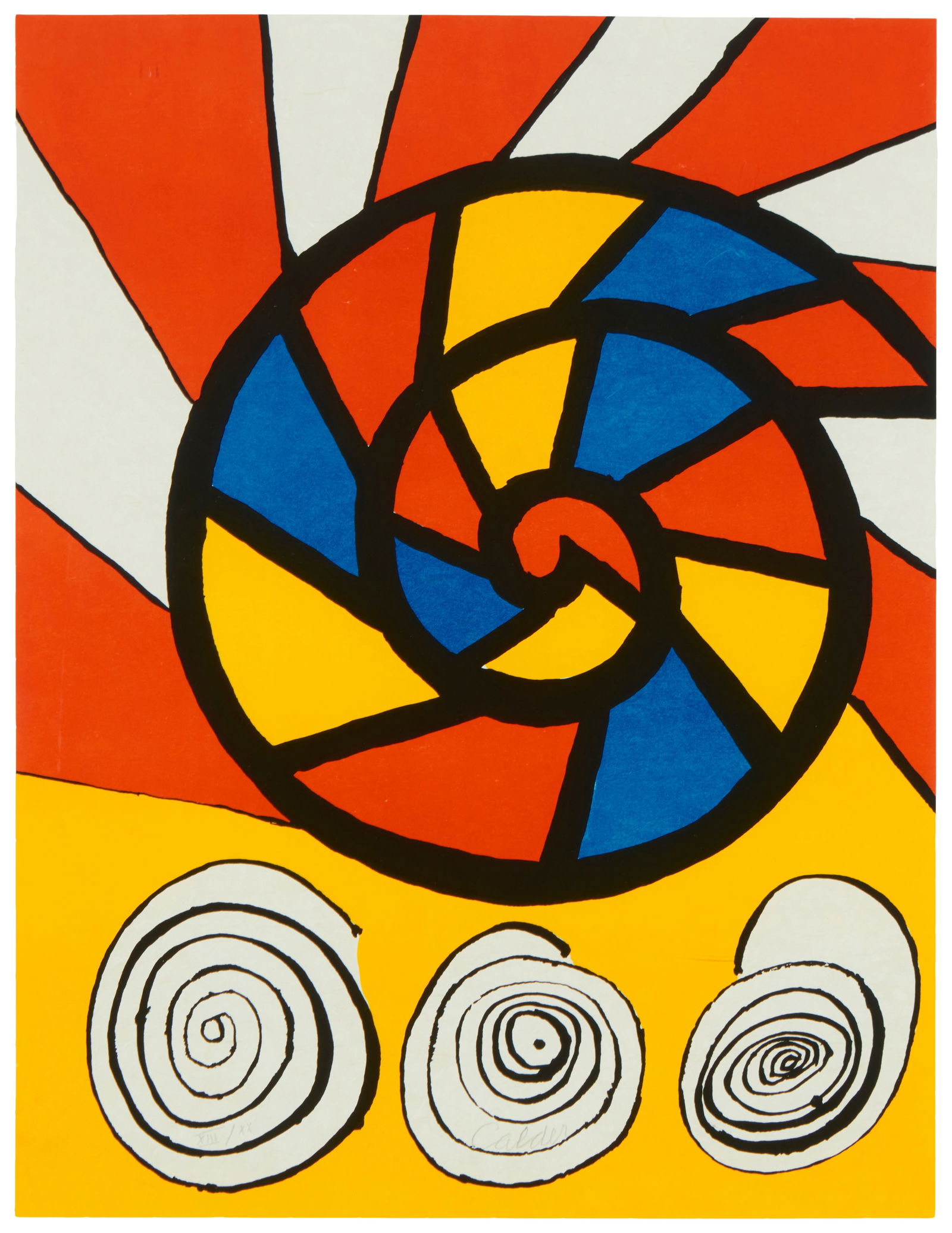 Alexander Calder (1898-1976), "Gramophone," 1976: Alexander Calder(1898-1976)"Gramophone," 1976Lithograph in colors on Japon paperEdition: XIII/XX (there was also the edition of 75 on Arches paper)Signed and numbered in pencil in the blank