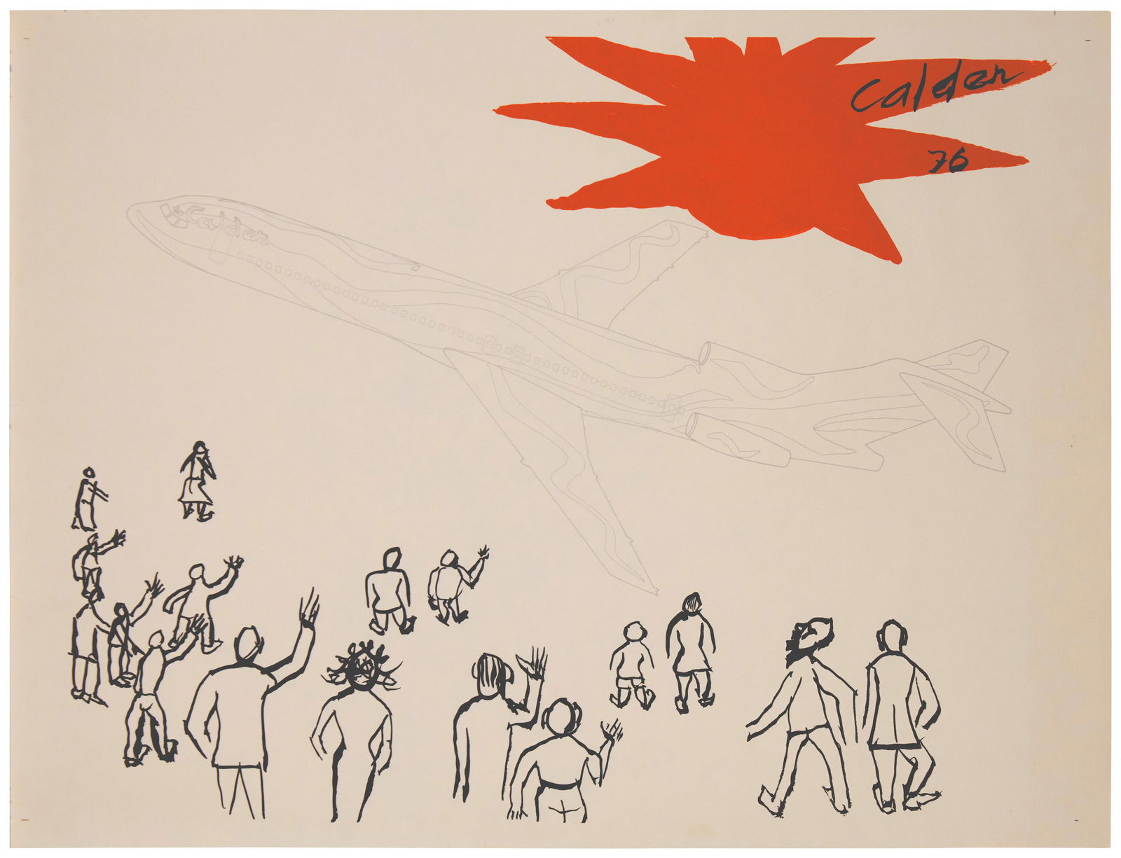 Alexander Calder (1898-1976), An in-process design for "Flying Colors of the United States," 1976: Alexander Calder(1898-1976)An in-process design for "Flying Colors of the United States," 1976Lithograph in colors on wove paperFrom the edition of unknown sizeSigned and dated in the stone, upper rig