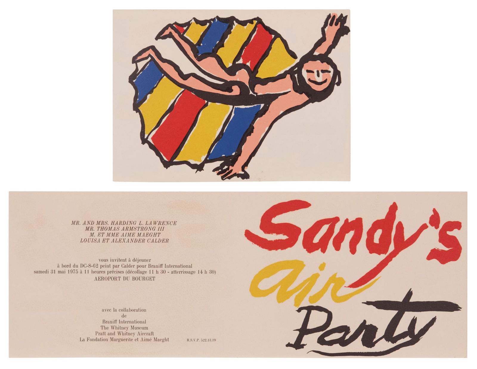 Alexander Calder (1898-1976), Two invitations for "Sandy's Air Party," 1975 (1 of 8)