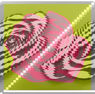 Michael Kalish (b. 1973), Pink rose: Michael Kalish(b. 1973)Pink roseCut and lasered metal on aluminumEdition: 2/35Signed and numbered in black permanent ink, verso: Kalish32" H x 32" W x 5.5" D Other Notes: Sold by