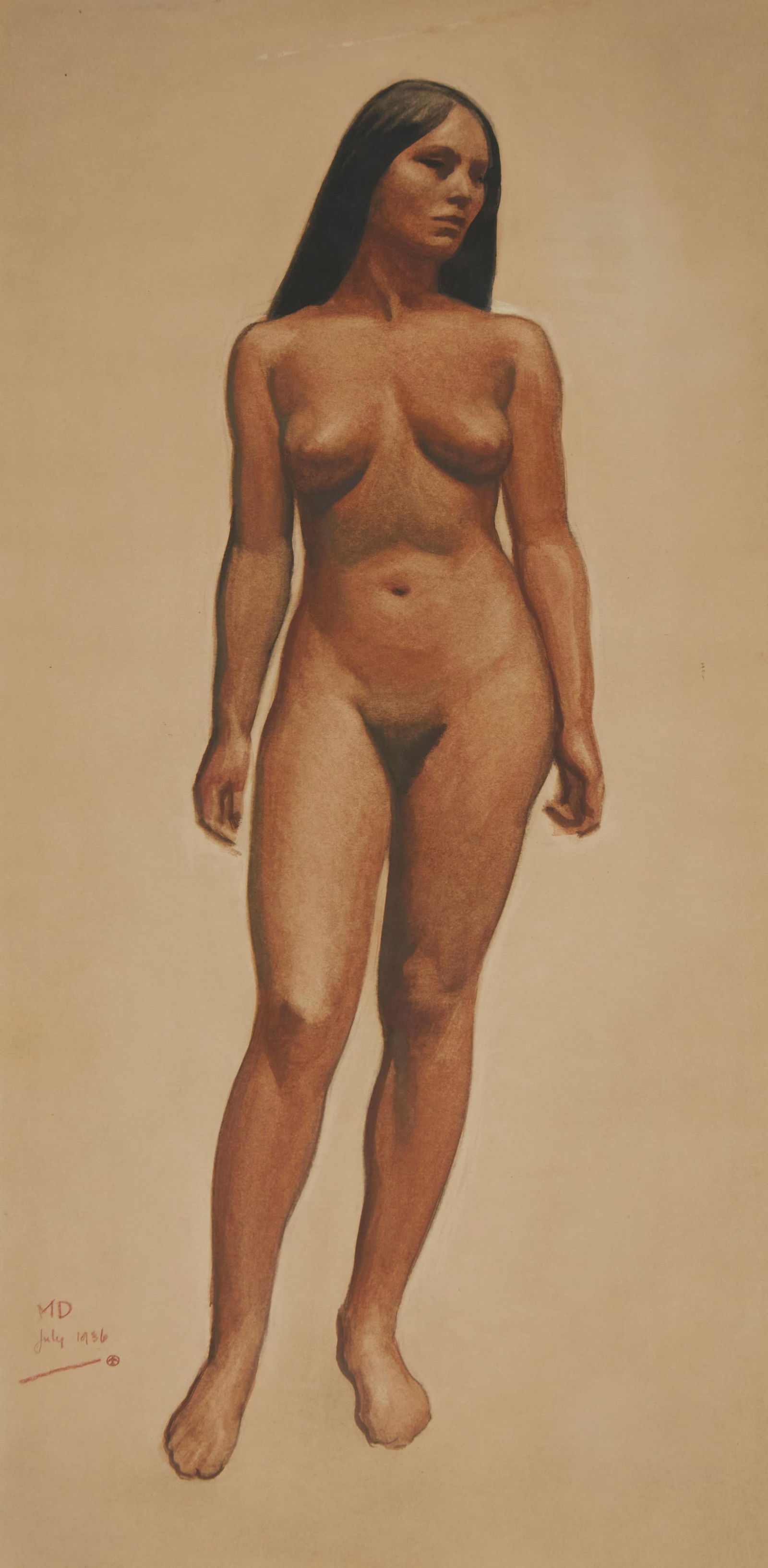 Maynard Dixon (1875-1946), "Study for Painting: Indian Girl" for "Fertility of the Earth," 1936: Maynard Dixon(1875-1946)"Study for Painting: Indian Girl" for "Fertility of the Earth," 1936Pastel, watercolor, and conte crayon on paperInitialed, dated, and with the artist's dev