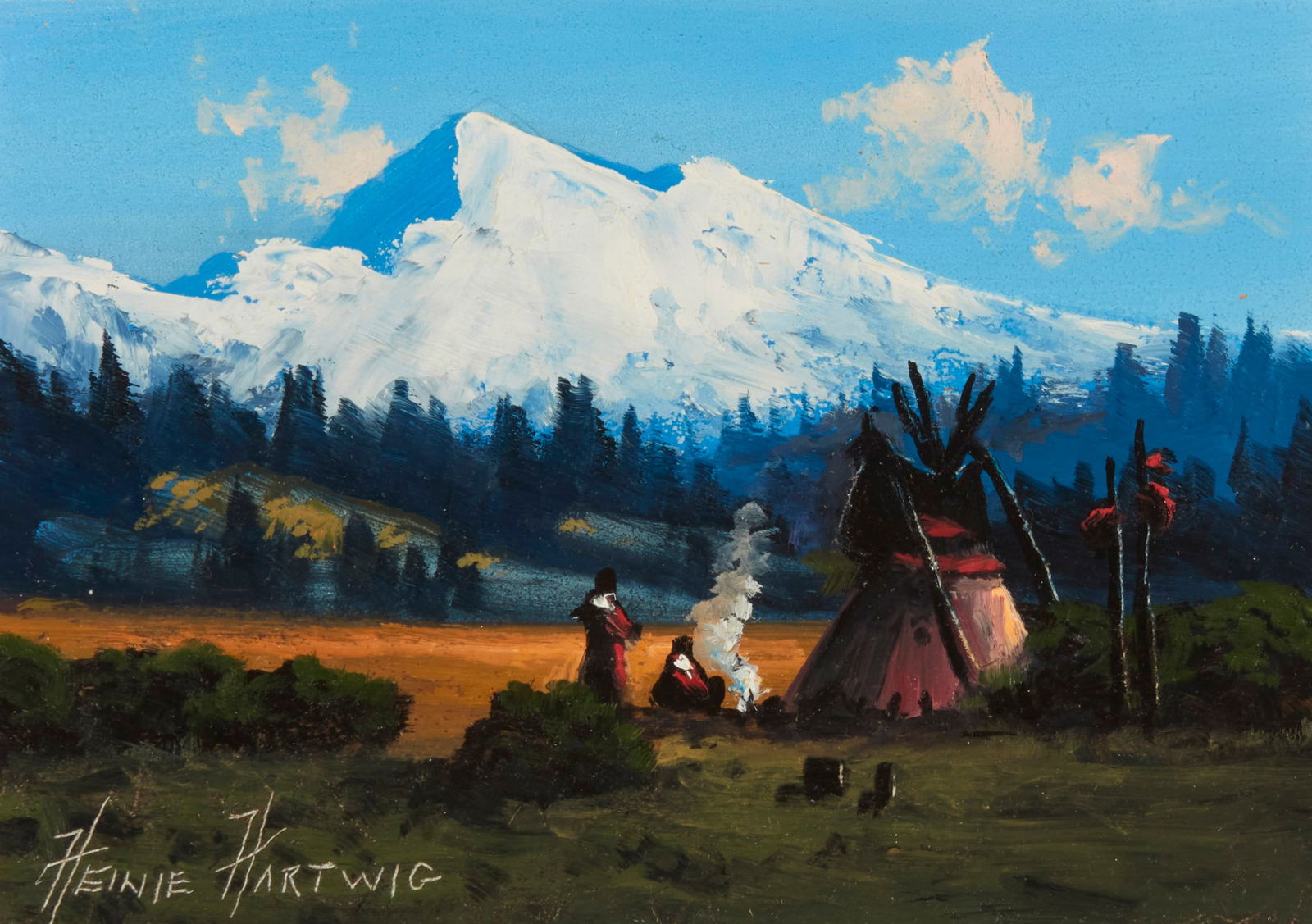 Heinie Hartwig (b. 1937), Encampment below snowy mountains (1 of 6)