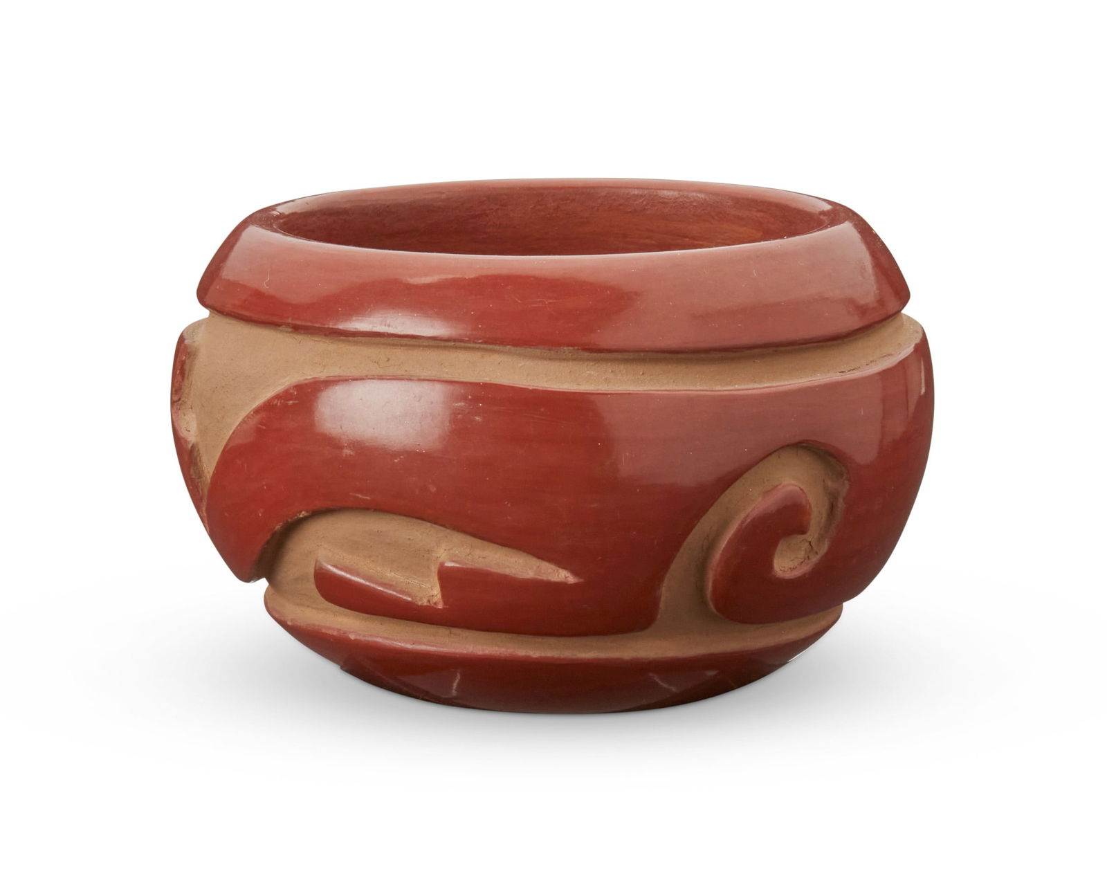 Joy Cain (b. 1947, Santa Clara Pueblo), A redware pottery bowl, late 20th century (1 of 3)