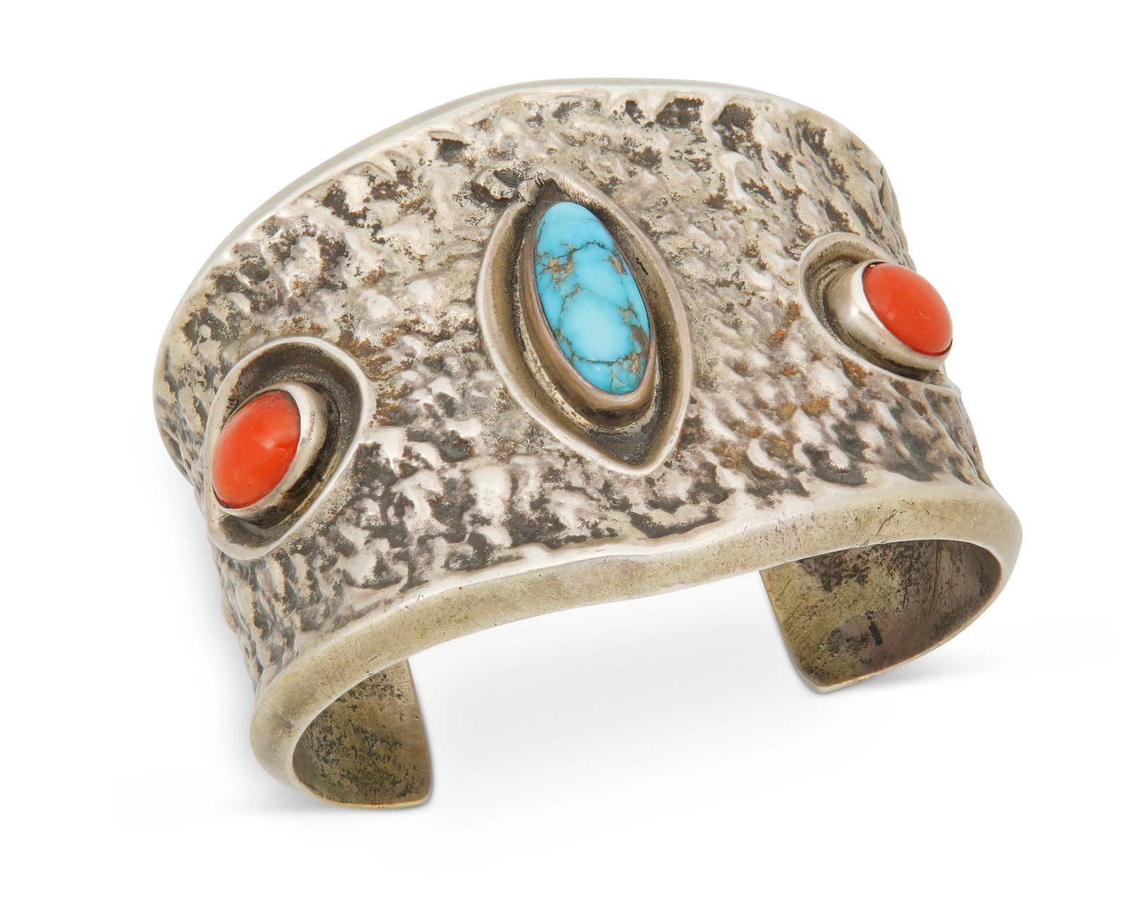 A Southwest silver and stone set bracelet (1 of 3)