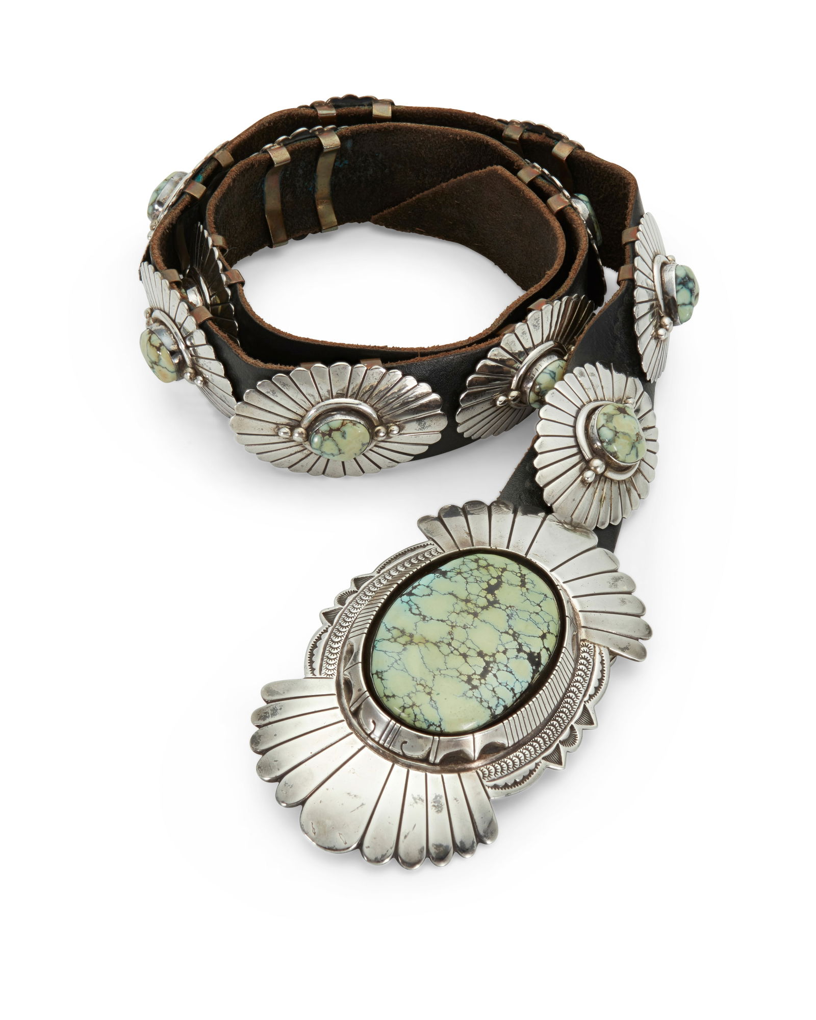 An E. Piaso Navajo sterling silver and turquoise concho belt (1 of 5)
