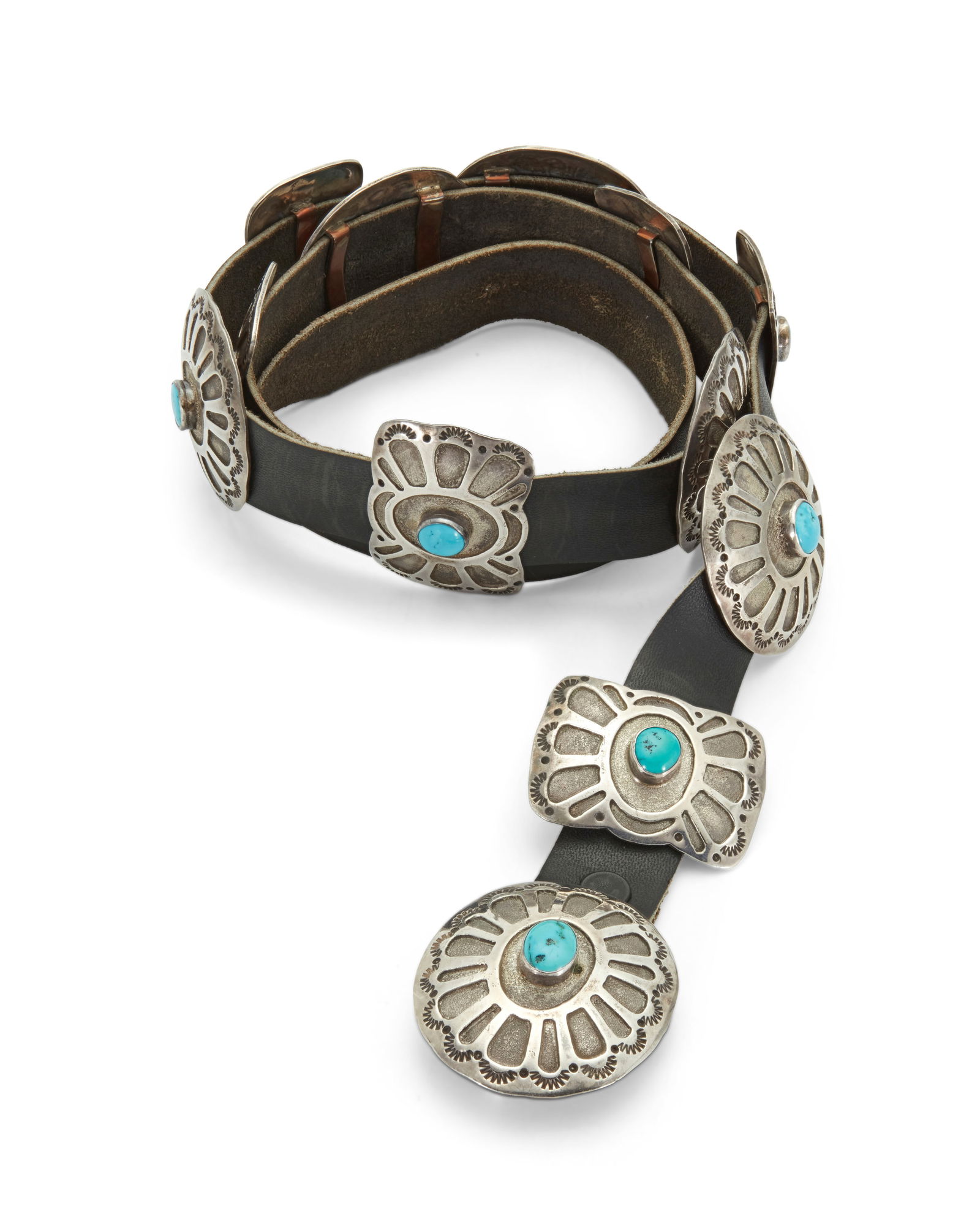 A Southwest silver and turquoise concho belt (1 of 4)