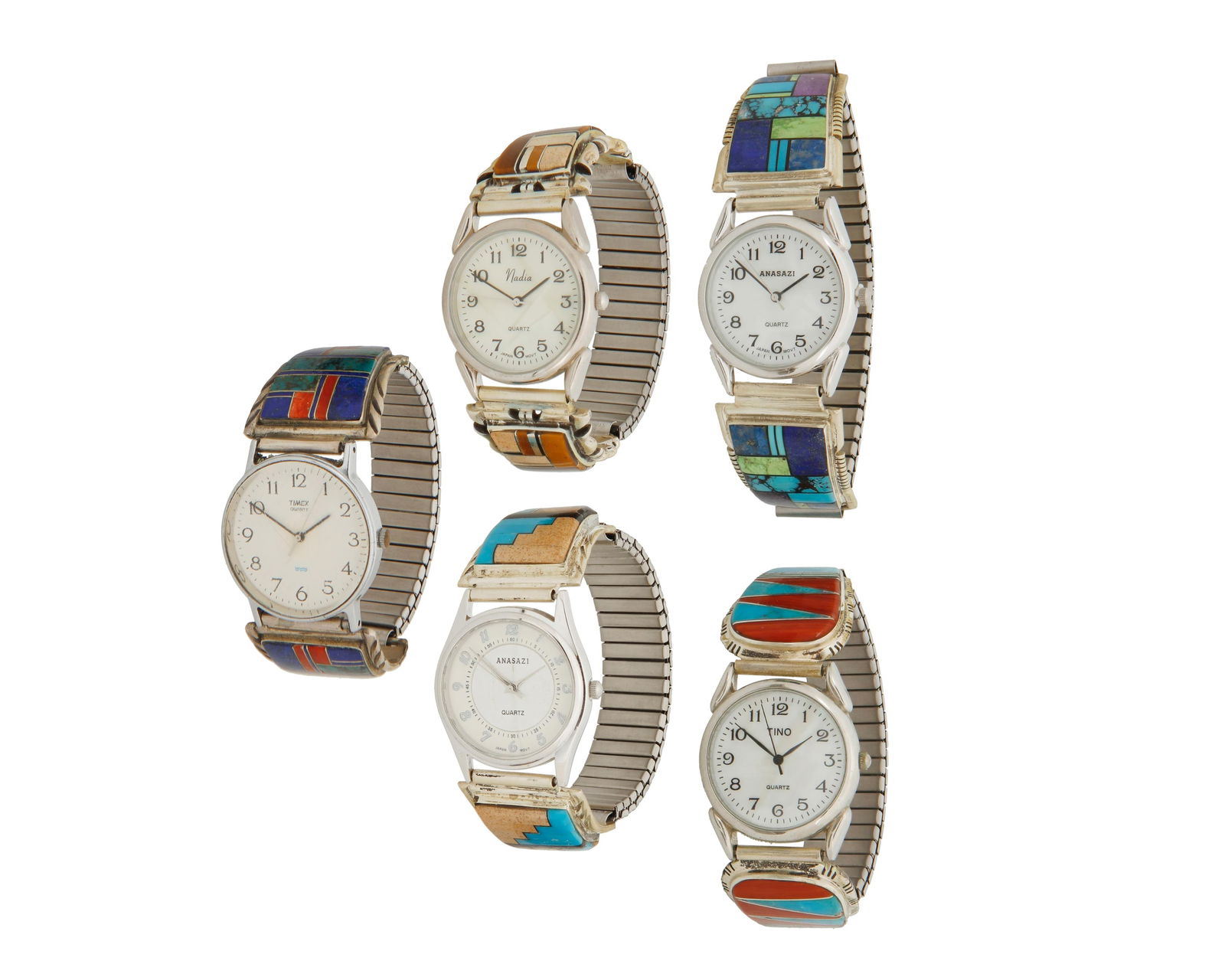 A group of Southwest stone inlay wristwatches (1 of 2)