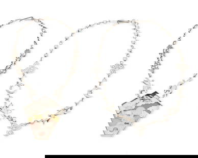 Two sterling silver pictorial leaping hare necklaces: Two sterling silver pictorial leaping hare necklaces Late 20th/21st century Each marked: RP [or PR, conjoined in a circle] / Sterling Two works comprising a fanciful sterling silver and carved stone