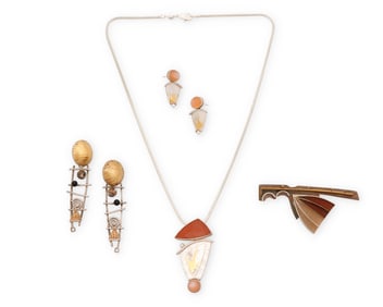 A group of modernist silver jewelry