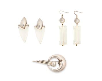 A group of sterling silver jewelry