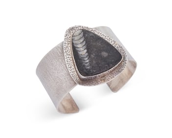 A Candy Caldwell sterling silver and set stone cuff bracelet