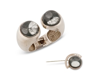 A set of modernist silver jewelry