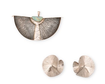A group of modernist sterling silver jewelry