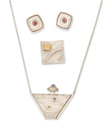 A group of Modernist silver jewelry