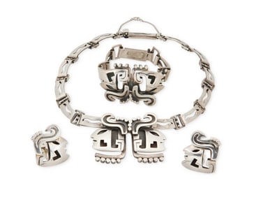 A set of Salvador Teran Mexican silver jewelry
