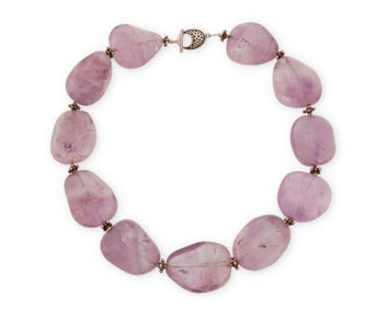 A chunky sterling silver and amethyst necklace