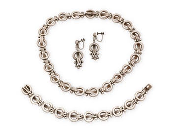 A set of Hector Aguilar Mexican silver jewelry