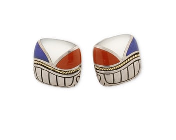 A pair of Asch Grossbardt gemstone inlay earrings