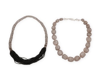 Two Joan Dulla sterling silver wire necklaces