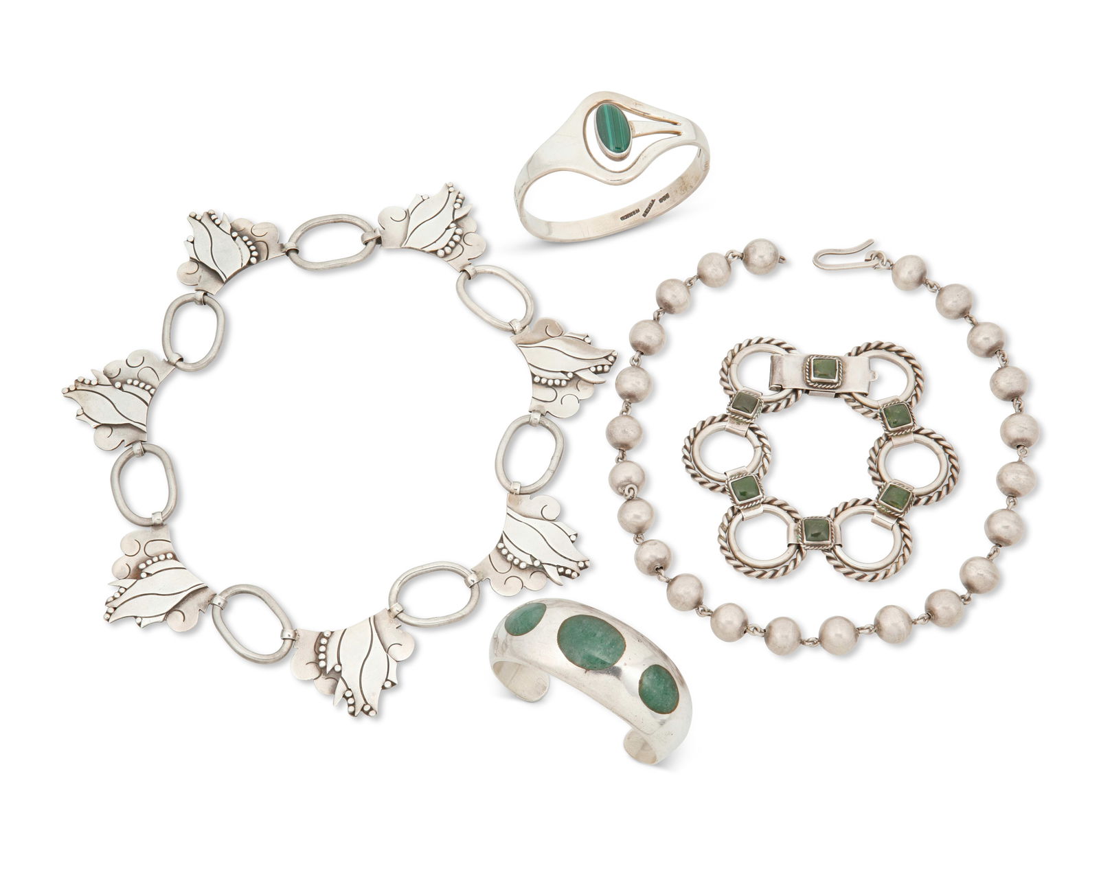 A group of Mexican silver and hardstone jewelry (1 of 2)