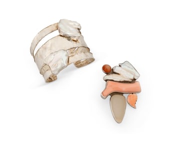 A mixed set of sterling silver and set stone jewelry