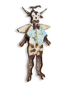 A Kristin Holeman enamel "Cow Spirit" pendant/brooch