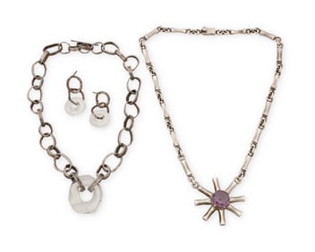 A group of modernist silver jewelry