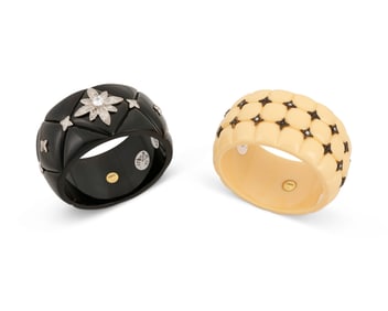 Two Miriam Salat resin and sterling bangles