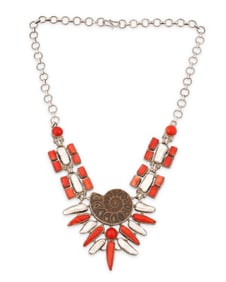 A sterling silver and set stone necklace