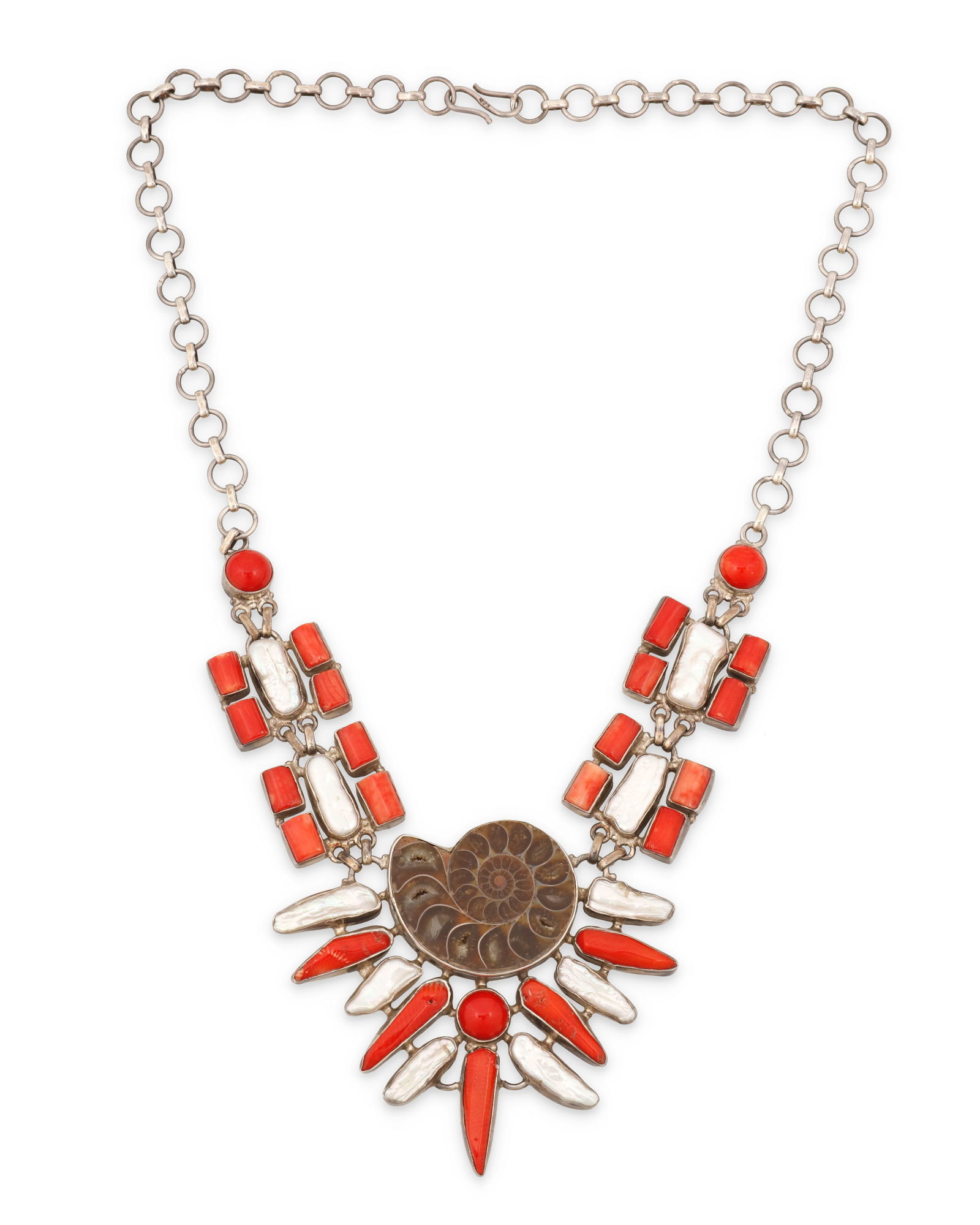 A sterling silver and set stone necklace (1 of 2)