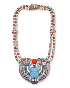 An Egyptian Revival enameled necklace