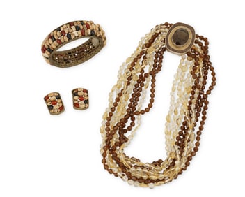 A group of beaded jewelry