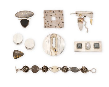 A group of modernist-style jewelry