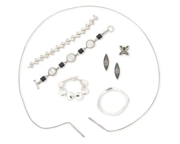 A group of modernist-style jewelry