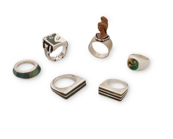 A group of Los Castillo Mexican silver rings