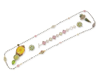 A group of sterling silver and set stone jewelry